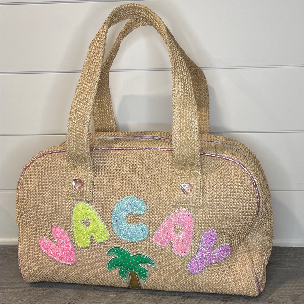 Miss Gwen's - OMG -  "VACAY" Straw Color Block Medium Duffle Bag